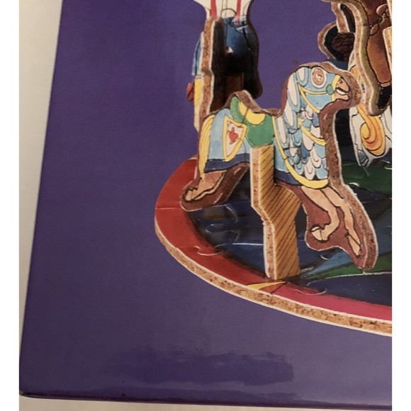 3D Carousel Puzzle 533 Pcs Two sided Corkboard 10x10x10 Ceaco 1026 VTG 1994  NEW - Picture 5 of 13